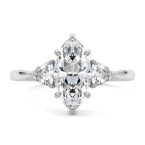 Leona - Marquise Platinum Lab Grown Diamond Engagement Ring | Nura Lab
