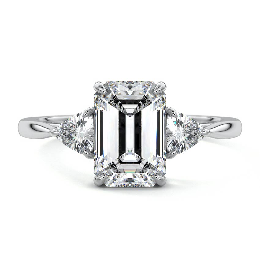Leona - Emerald Cut Platinum Lab Grown Diamond Engagement Ring | Nura Lab
