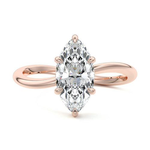 Lucia - Marquise Rose Gold Lab Grown Diamond Engagement Ring | Nura Lab