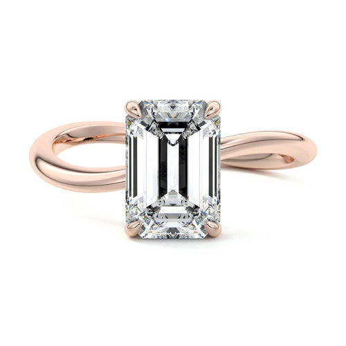 Lucia - Emerald Cut Rose Gold Lab Grown Diamond Engagement Ring | Nura Lab