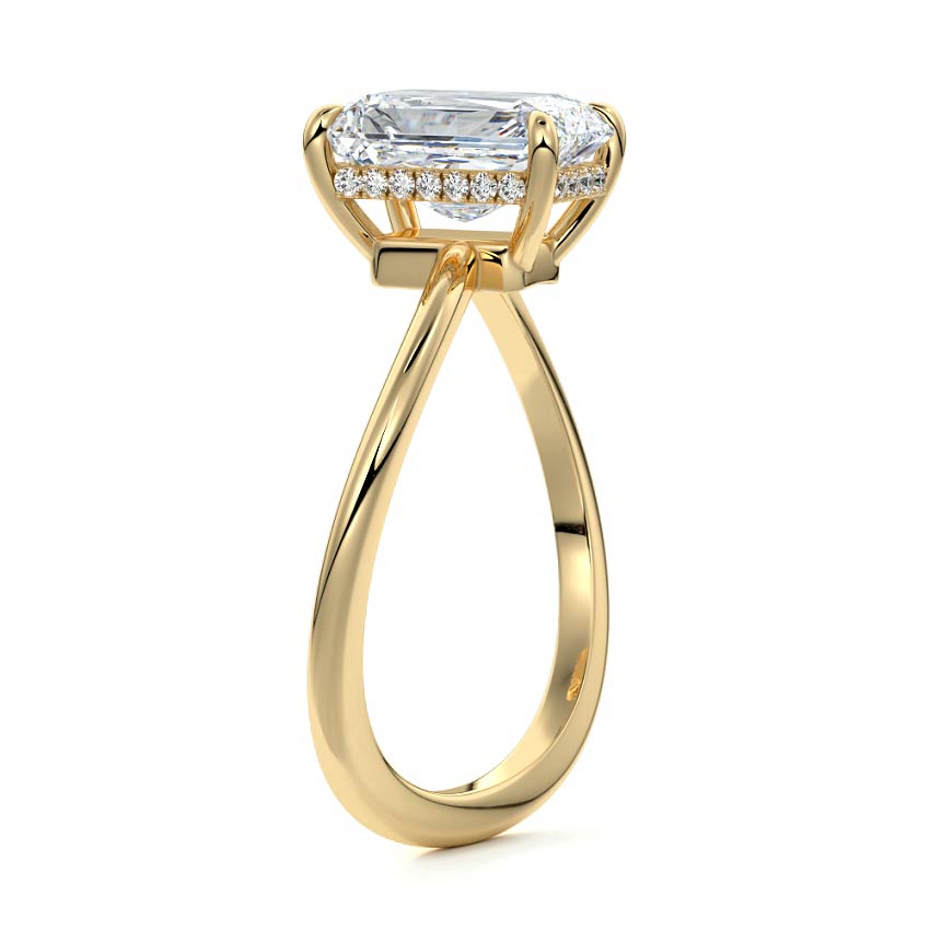 Lucia - Radiant Yellow Gold Engagement Ring Side View | Nura Lab