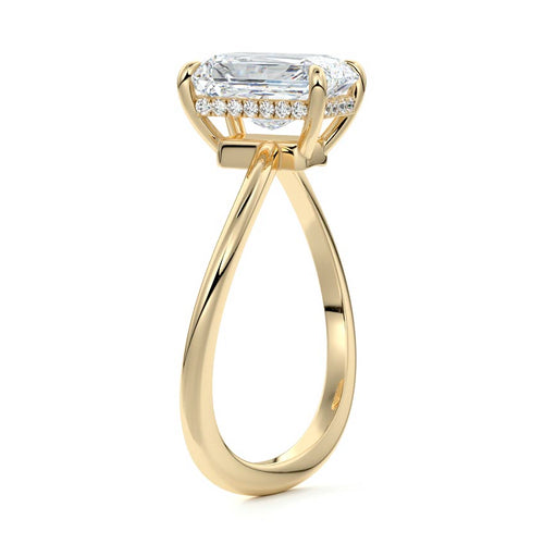 Lucia - Radiant Yellow Gold Engagement Ring Side View | Nura Lab