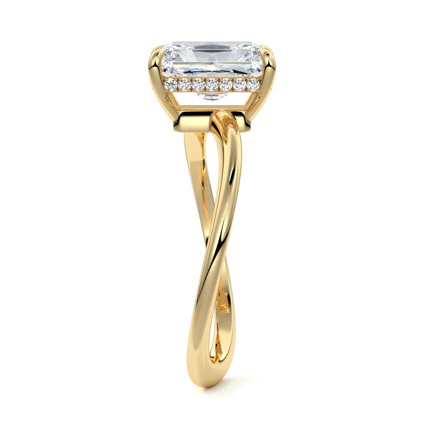 Lucia - Radiant Yellow Gold Engagement Ring Profile View | Nura Lab