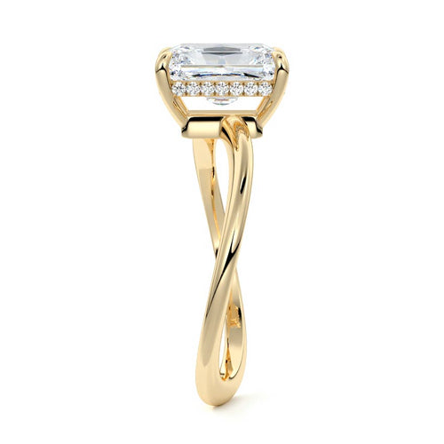 Lucia - Radiant Yellow Gold Engagement Ring Profile View | Nura Lab