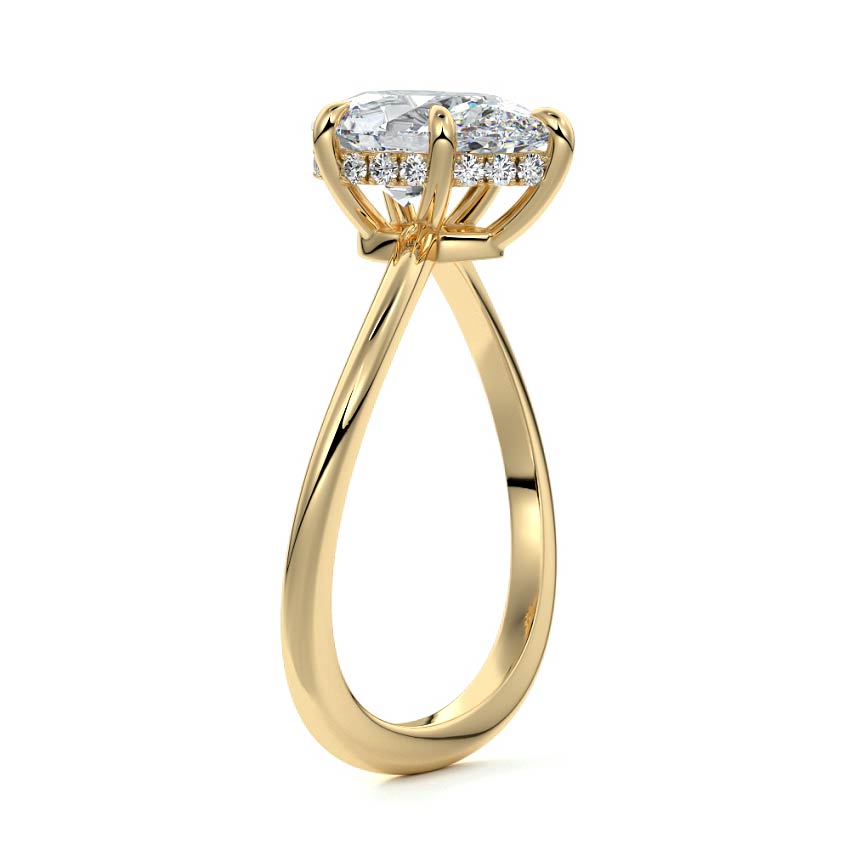 Lucia - Pear Yellow Gold Engagement Ring Side View | Nura Lab