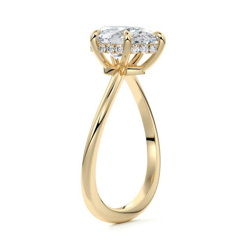 Lucia - Pear Yellow Gold Engagement Ring Side View | Nura Lab