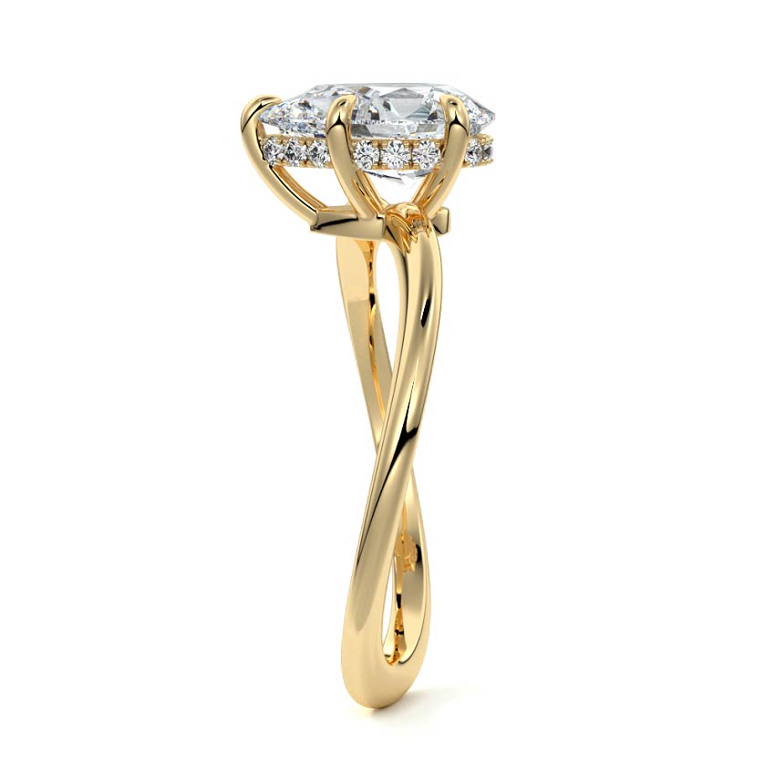 Lucia - Pear Yellow Gold Engagement Ring Profile View | Nura Lab