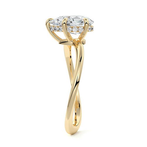 Lucia - Pear Yellow Gold Engagement Ring Profile View | Nura Lab