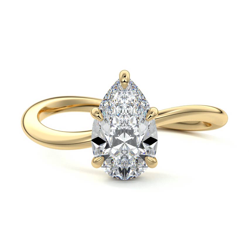 Lucia - Pear Yellow Gold Engagement Ring Detail View | Nura Lab