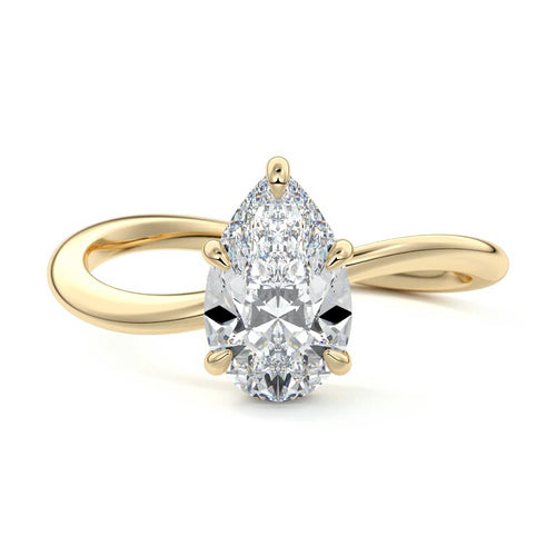 Lucia - Pear Yellow Gold Engagement Ring Detail View | Nura Lab
