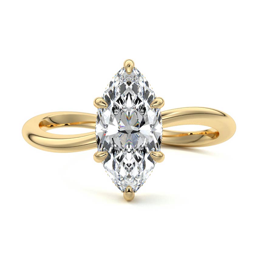 Lucia - Marquise Yellow Gold Lab Grown Diamond Engagement Ring | Nura Lab
