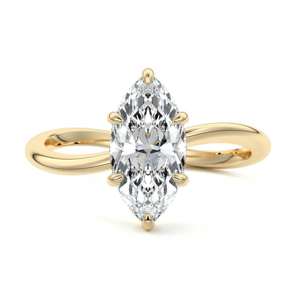 Lucia - Marquise Twist Hidden Halo Solitaire Lab Grown Diamond Engagement Ring