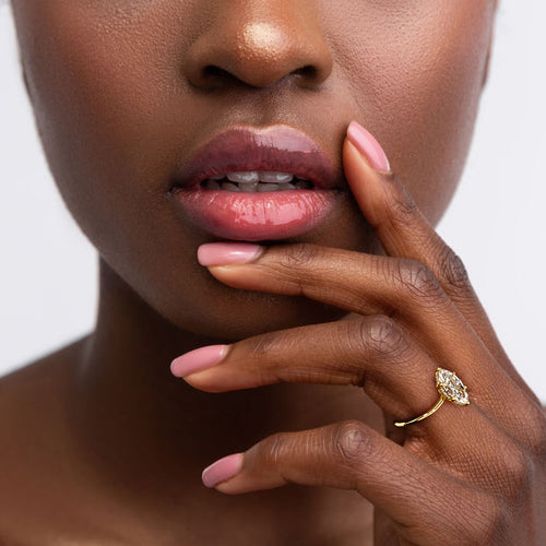 Lucia - Marquise Yellow Gold Engagement Ring Angle View | Nura Lab