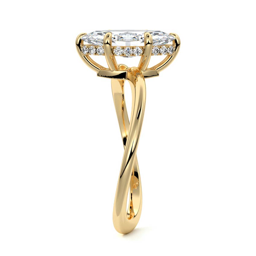 Lucia - Marquise Yellow Gold Engagement Ring Side View | Nura Lab