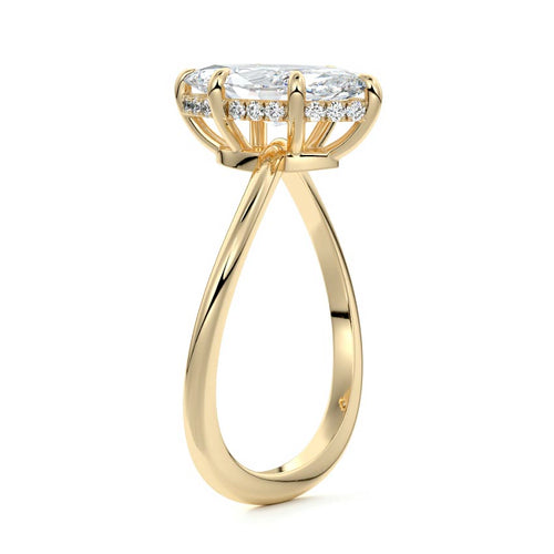 Lucia - Marquise Yellow Gold Engagement Ring Profile View | Nura Lab