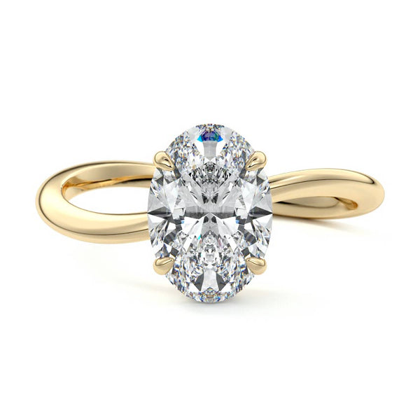 Lucia - Oval Twist Hidden Halo Solitaire Lab Grown Diamond Engagement Ring