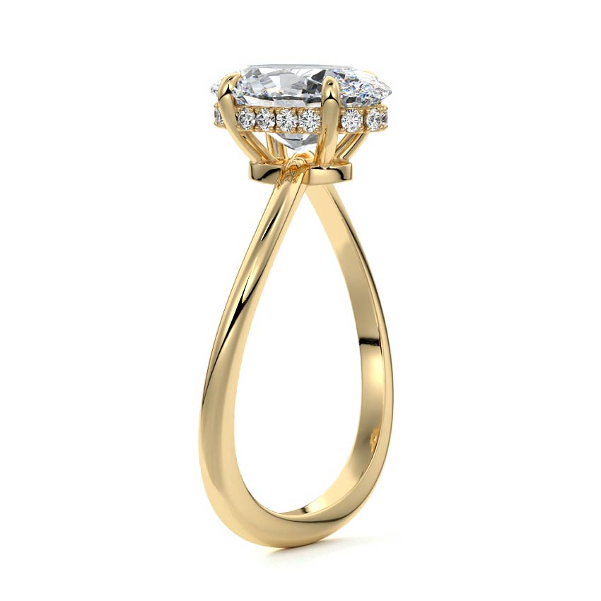 Lucia - Oval Yellow Gold Engagement Ring Side View | Nura Lab