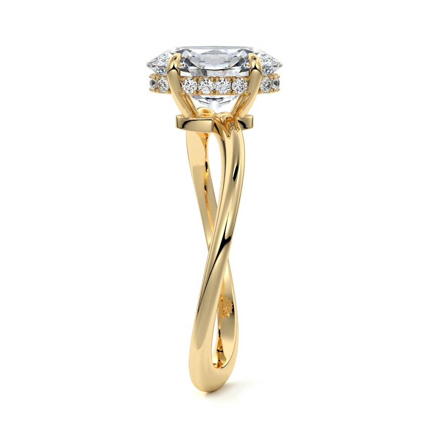Lucia - Oval Yellow Gold Engagement Ring Profile View | Nura Lab