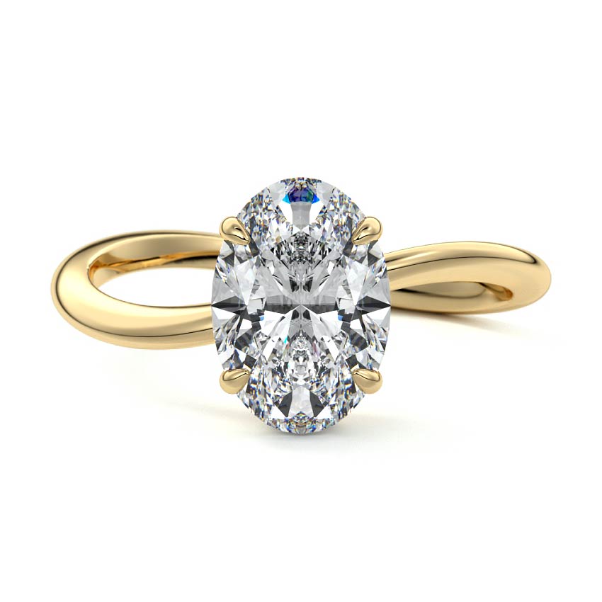 Lucia - Oval Yellow Gold Engagement Ring Detail View | Nura Lab