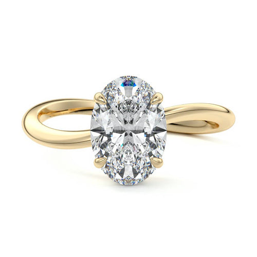 Lucia - Oval Yellow Gold Engagement Ring Detail View | Nura Lab