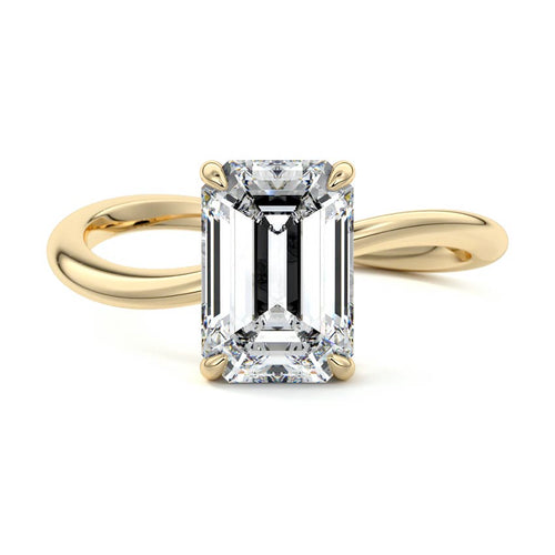 Lucia - Emerald Cut Yellow Gold Lab Grown Diamond Engagement Ring | Nura Lab