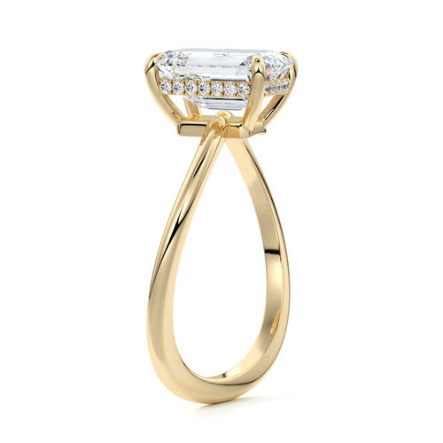 Lucia - Emerald Cut Yellow Gold Engagement Ring Side View | Nura Lab
