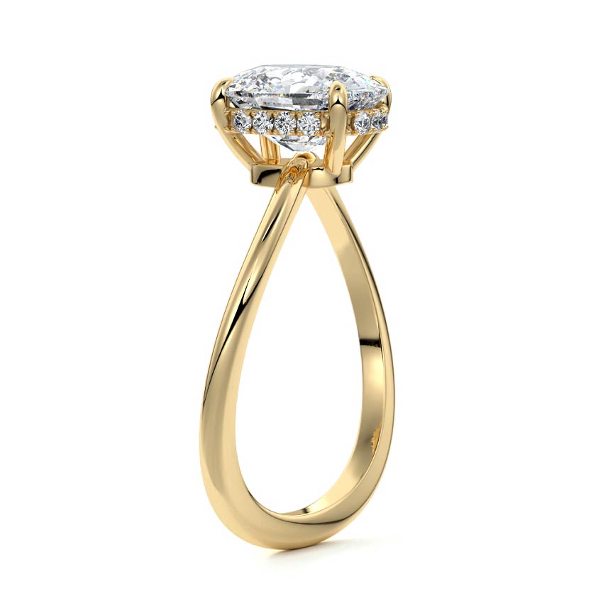Lucia - Cushion Yellow Gold Engagement Ring Side View | Nura Lab