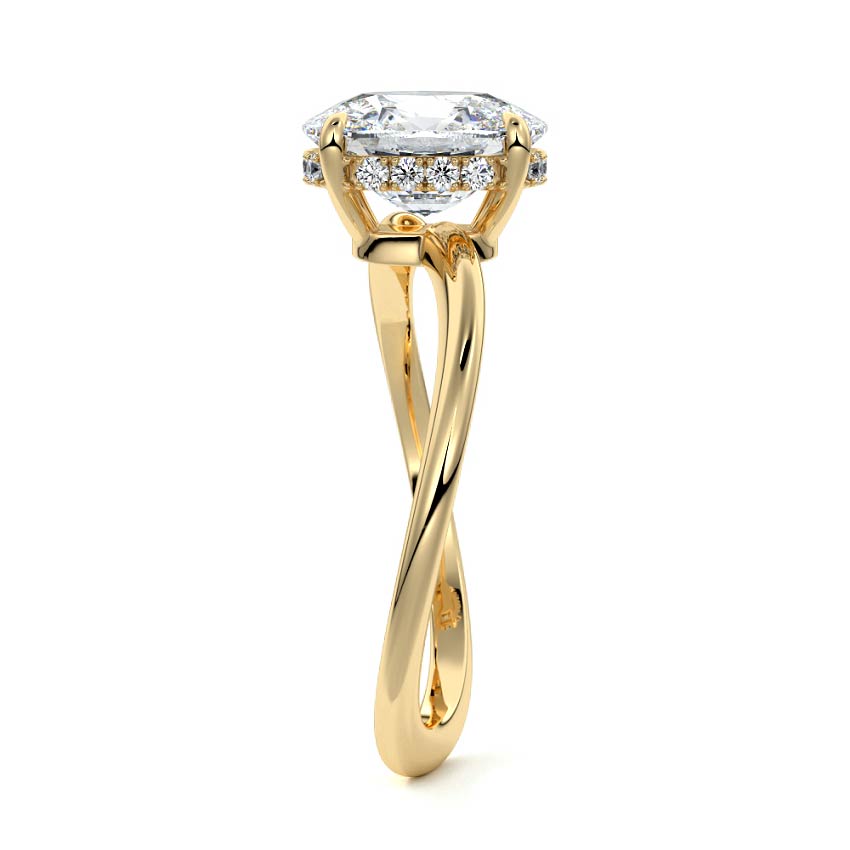 Lucia - Cushion Yellow Gold Engagement Ring Profile View | Nura Lab
