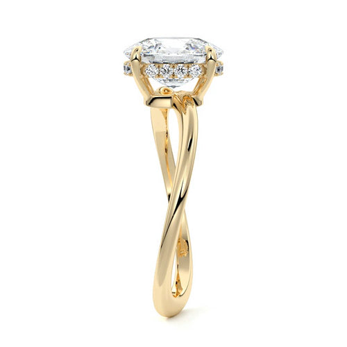 Lucia - Cushion Yellow Gold Engagement Ring Profile View | Nura Lab
