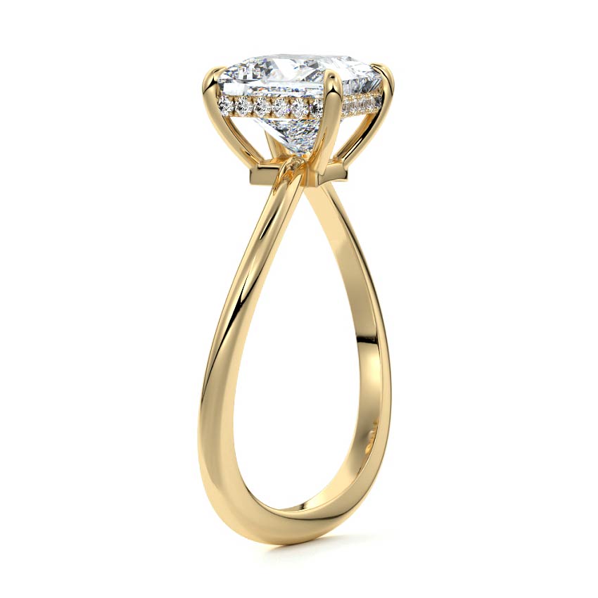 Lucia - Princess Yellow Gold Engagement Ring Side View | Nura Lab