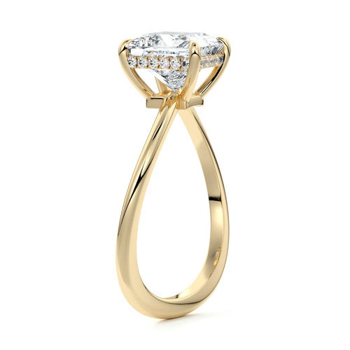 Lucia - Princess Yellow Gold Engagement Ring Side View | Nura Lab