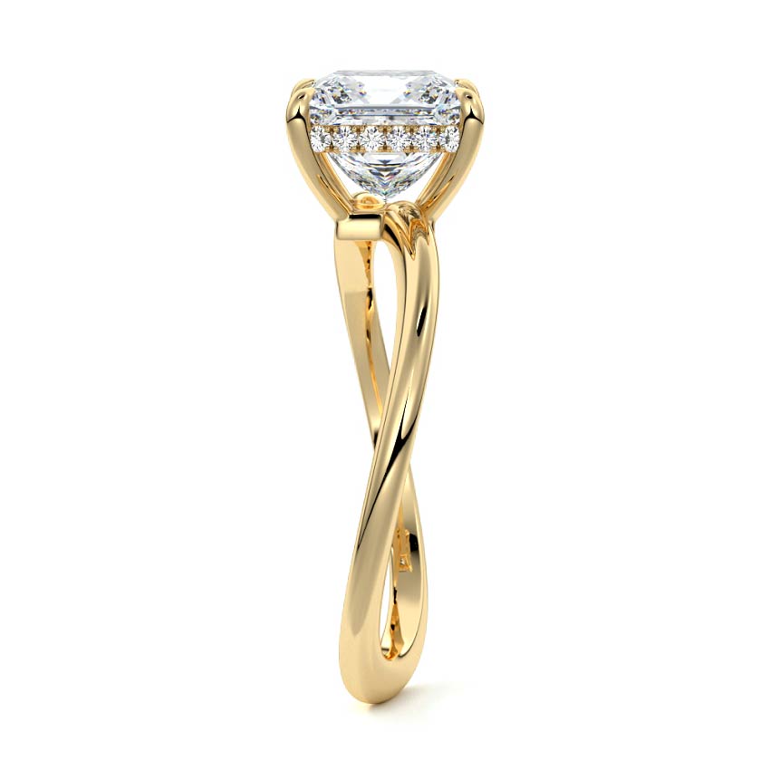 Lucia - Princess Yellow Gold Engagement Ring Profile View | Nura Lab