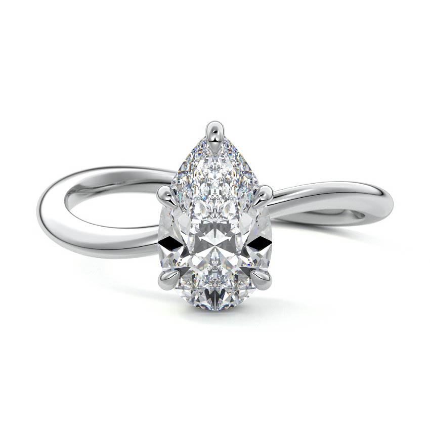 Lucia - Pear White Gold Lab Grown Diamond Engagement Ring | Nura Lab