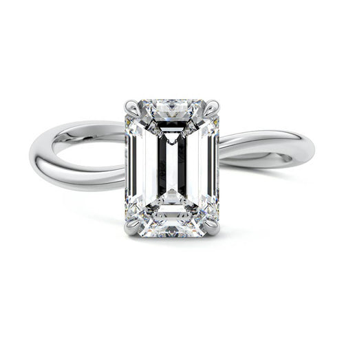 Lucia - Emerald Cut White Gold Lab Grown Diamond Engagement Ring | Nura Lab