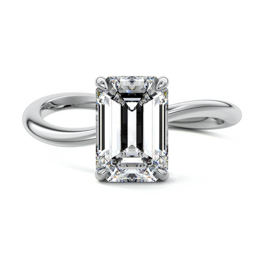 Lucia - Emerald Cut Platinum Lab Grown Diamond Engagement Ring | Nura Lab