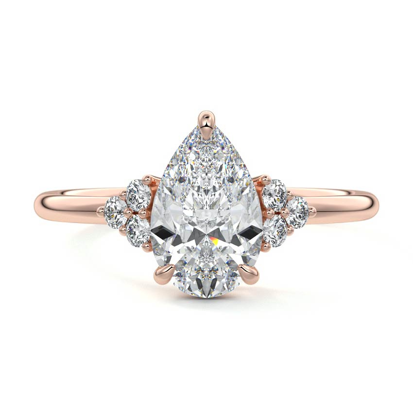 Jocasta - Pear Rose Gold Lab Grown Diamond Engagement Ring | Nura Lab