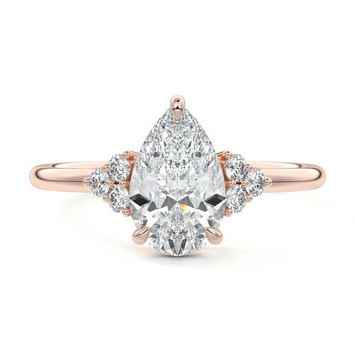 Jocasta - Pear Rose Gold Lab Grown Diamond Engagement Ring | Nura Lab