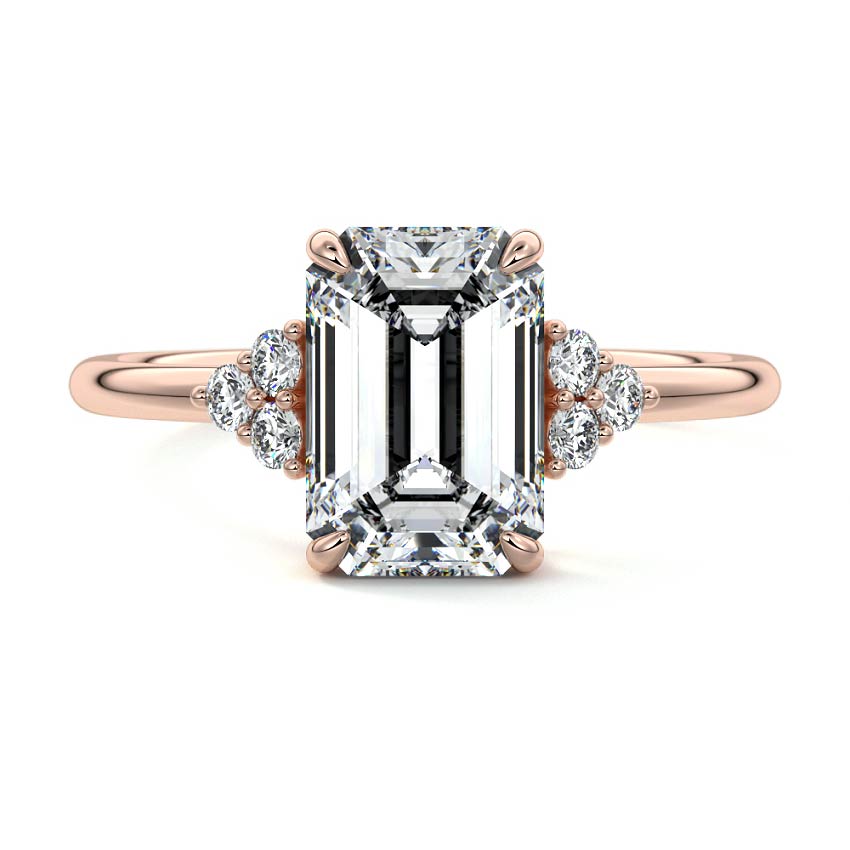 Jocasta - Emerald Cut Rose Gold Lab Grown Diamond Engagement Ring | Nura Lab