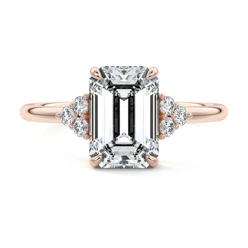 Jocasta - Emerald Cut Rose Gold Lab Grown Diamond Engagement Ring | Nura Lab