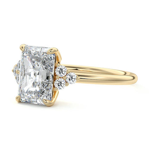 Jocasta - Radiant Yellow Gold Engagement Ring Profile View | Nura Lab