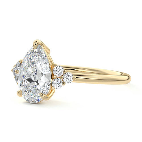 Jocasta - Pear Yellow Gold Engagement Ring Profile View | Nura Lab