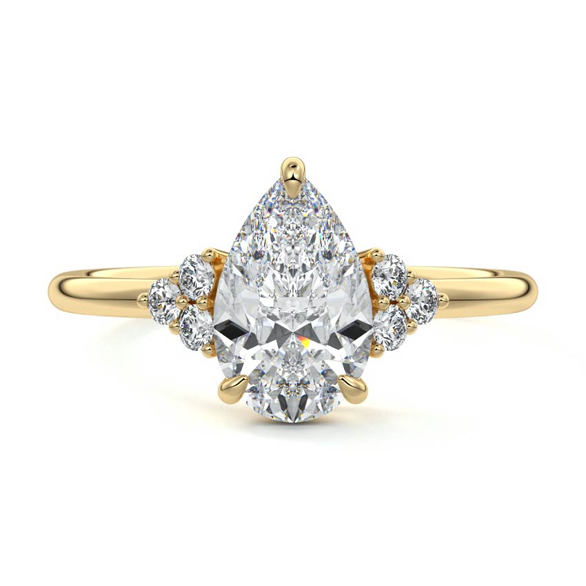 Jocasta - Pear Yellow Gold Engagement Ring Detail View | Nura Lab