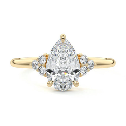 Jocasta - Pear Yellow Gold Engagement Ring Detail View | Nura Lab