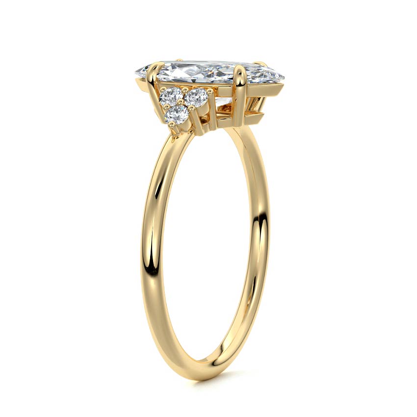 Jocasta - Marquise Yellow Gold Engagement Ring Side View | Nura Lab