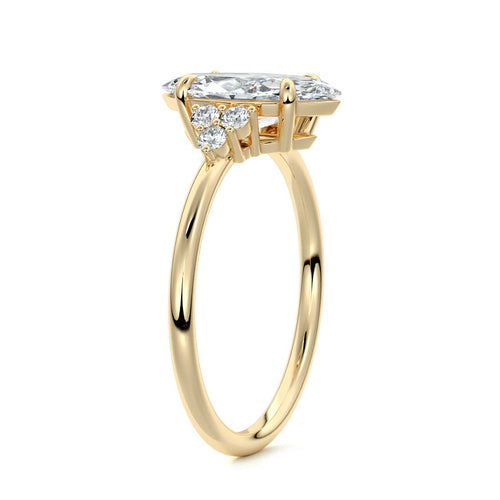 Jocasta - Marquise Yellow Gold Engagement Ring Side View | Nura Lab