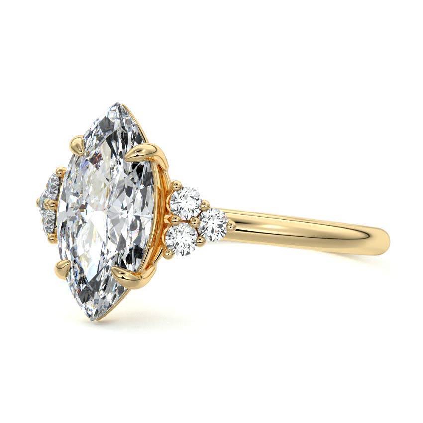 Jocasta - Marquise Yellow Gold Engagement Ring Profile View | Nura Lab