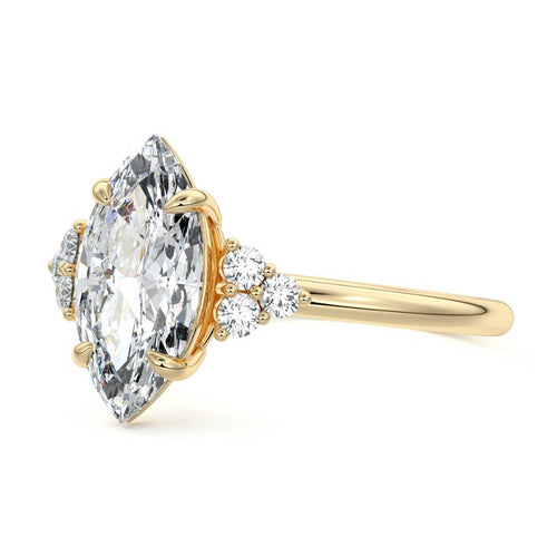 Jocasta - Marquise Yellow Gold Engagement Ring Profile View | Nura Lab