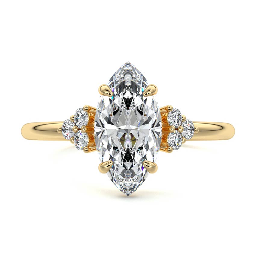 Jocasta - Marquise Yellow Gold Engagement Ring Detail View | Nura Lab