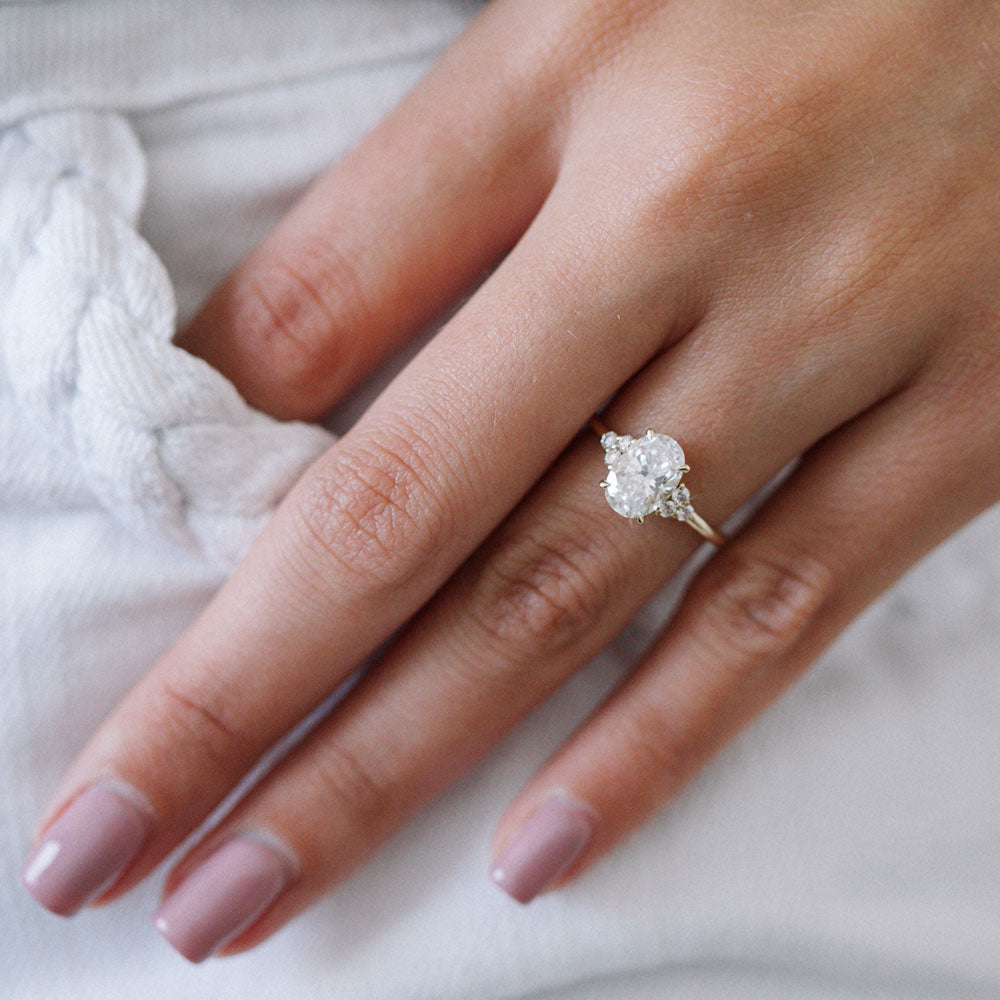 Jocasta - Oval Yellow Gold Engagement Ring Angle View | Nura Lab