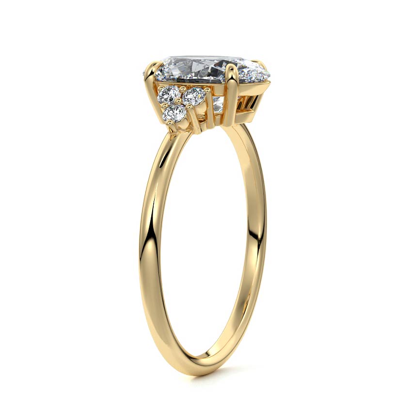 Jocasta - Oval Yellow Gold Engagement Ring Side View | Nura Lab